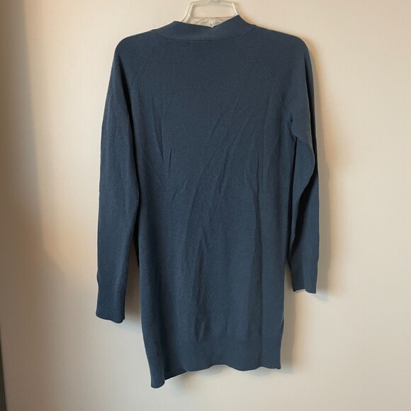 Garnet Hill 100% Cashmere Blue Gray Long Button Down Cardigan, Small - Picture 4 of 7